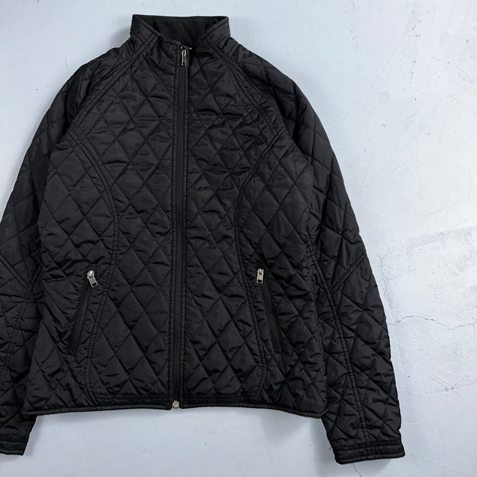 Nike Jacket VTG Womens M Black Quilted Full Zip Mock Neck Pockets Y2K 2000s