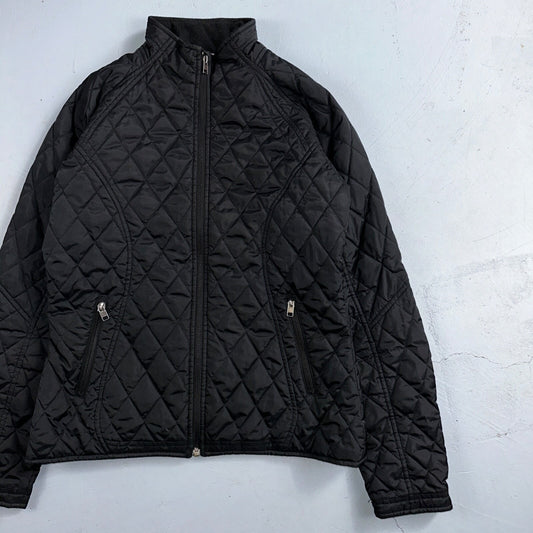 Nike Jacket VTG Womens M Black Quilted Full Zip Mock Neck Pockets Y2K 2000s