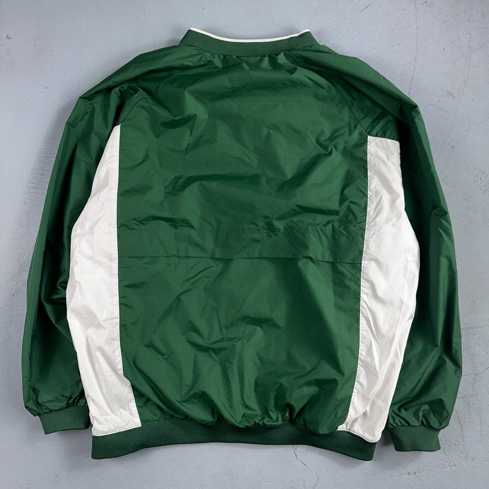 Vintage 90s Nike Men's Swoosh V-Neck Green Pullover Windbreaker XL Center Swoosh