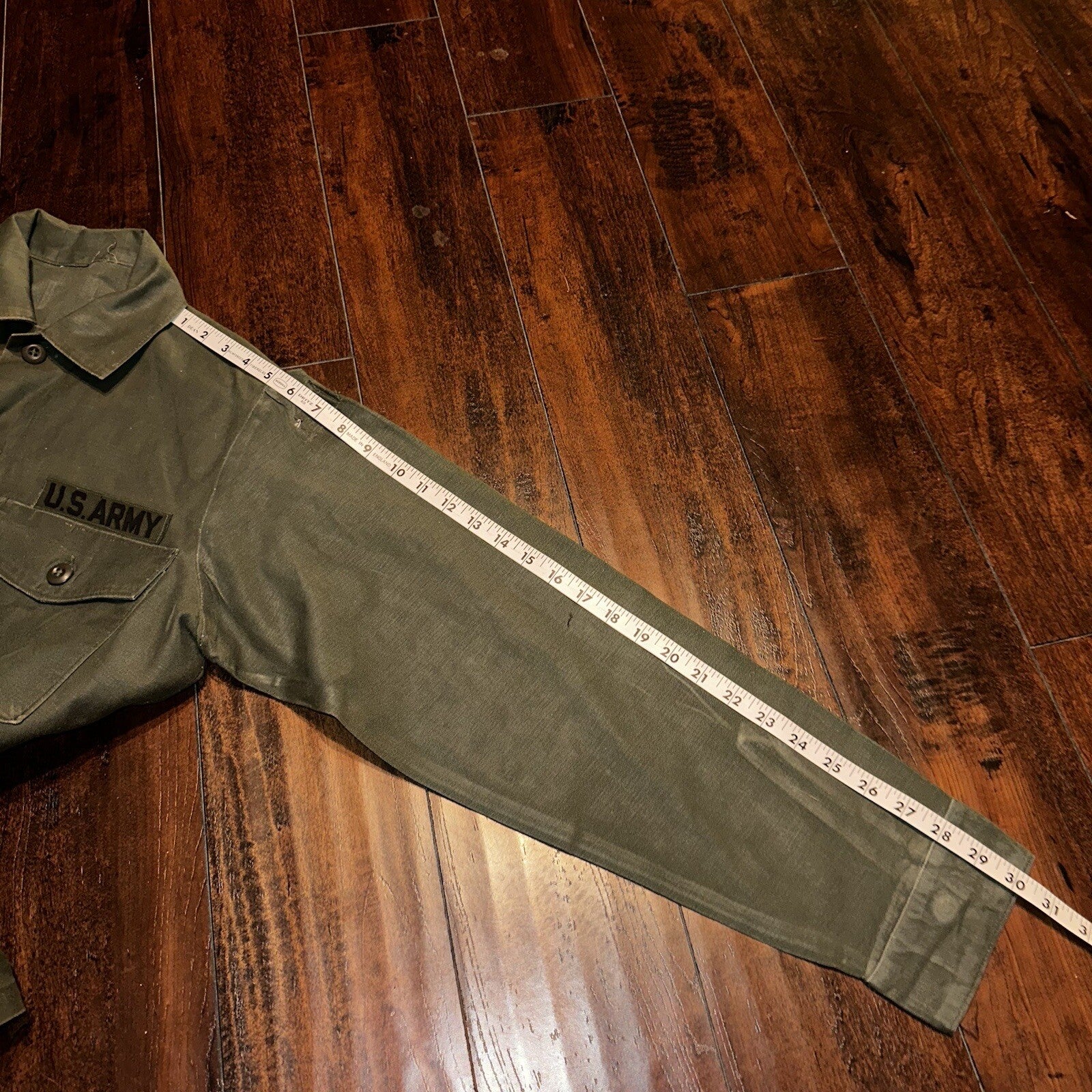 Vintage US Military Shirt OG-107 Vietnam 1970s DSA 1975 Post WWII Camo Green