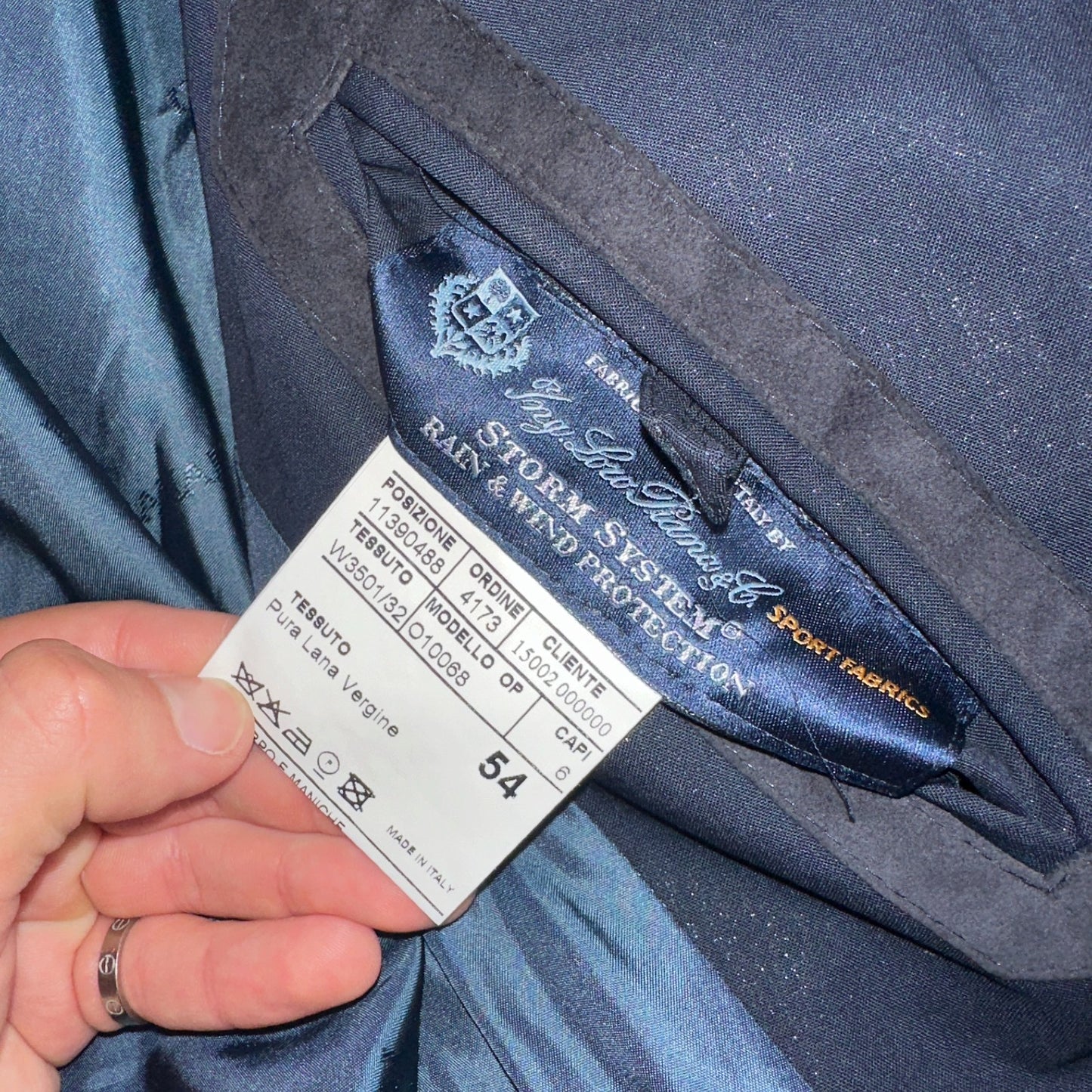 CANALI 1934 Water Repellent Car Coat Navy Rain Protection 54 Italy $2000 Retail