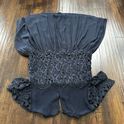 Chelsea28 Dress Womens S Navy Dot Flowy Long Sleeve Midi Cute Blue Vtg Style