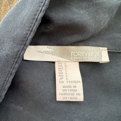 Forever 21 Simple Basic Pattern Romper In White Size L Charcoal Grey/Black