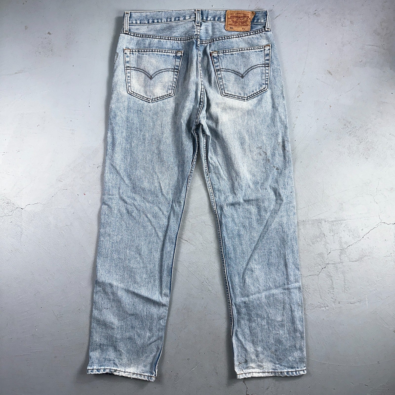 Levis 501 Vintage 90s Poland Straight Leg Jeans Blue Light Wash 36x32 Act 34x31