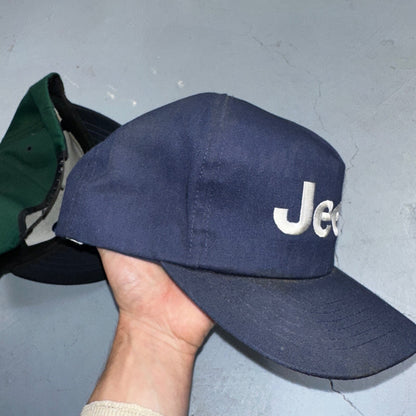 Jeep Lot of 2 VTG Hat Cap Snapback Trucker Embroidered Cars Trucks Set