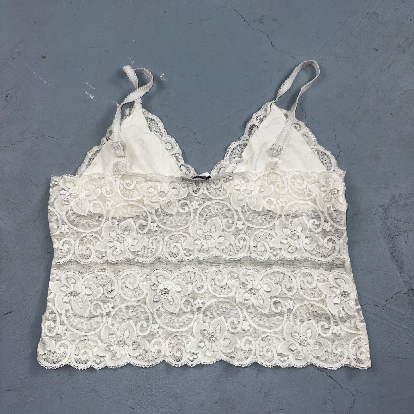 VTG 1970s AA Lingerie Slip Dress Sleepwear Full Sweep Nightgown Lace Hearts