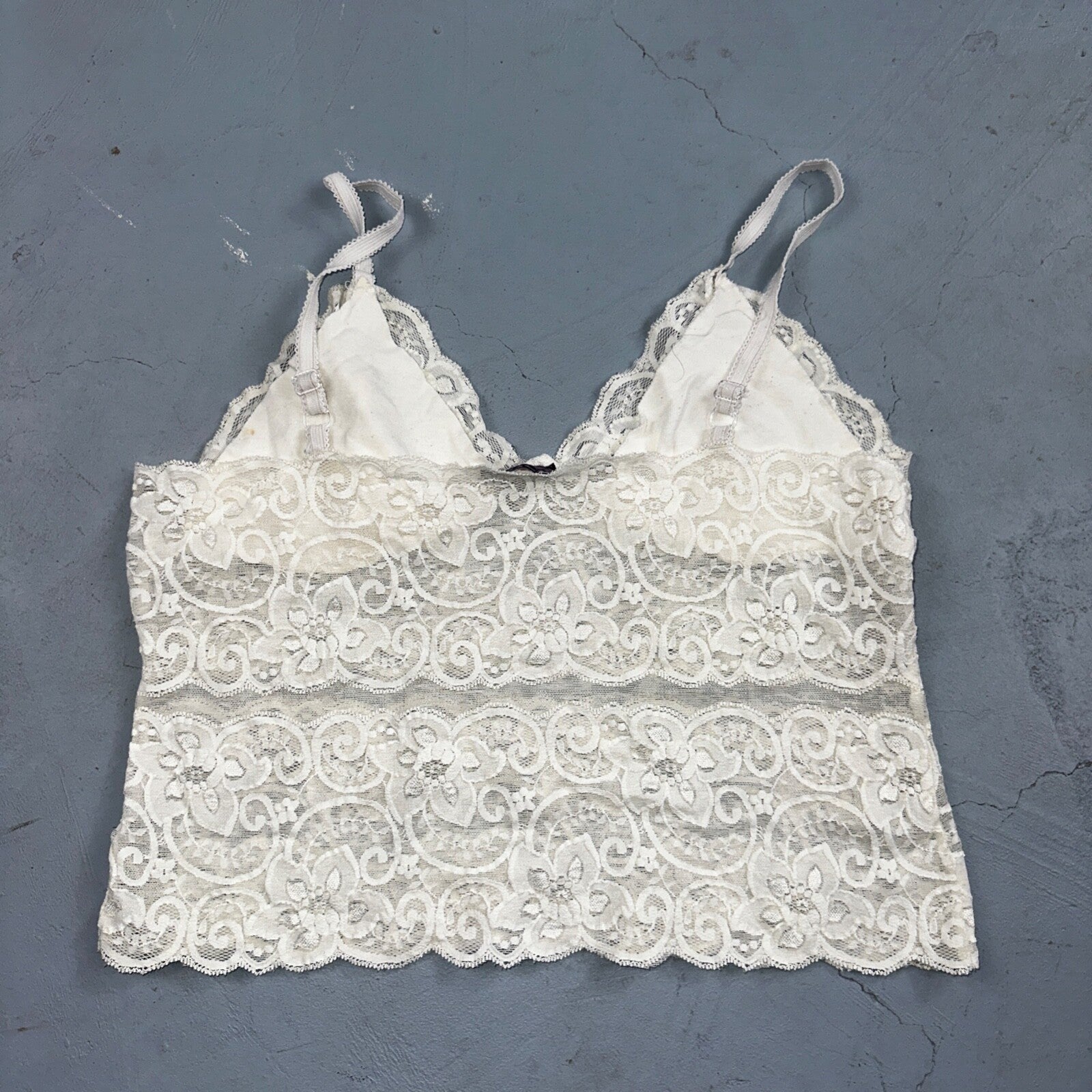 VTG 1970s AA Lingerie Slip Dress Sleepwear Full Sweep Nightgown Lace Hearts