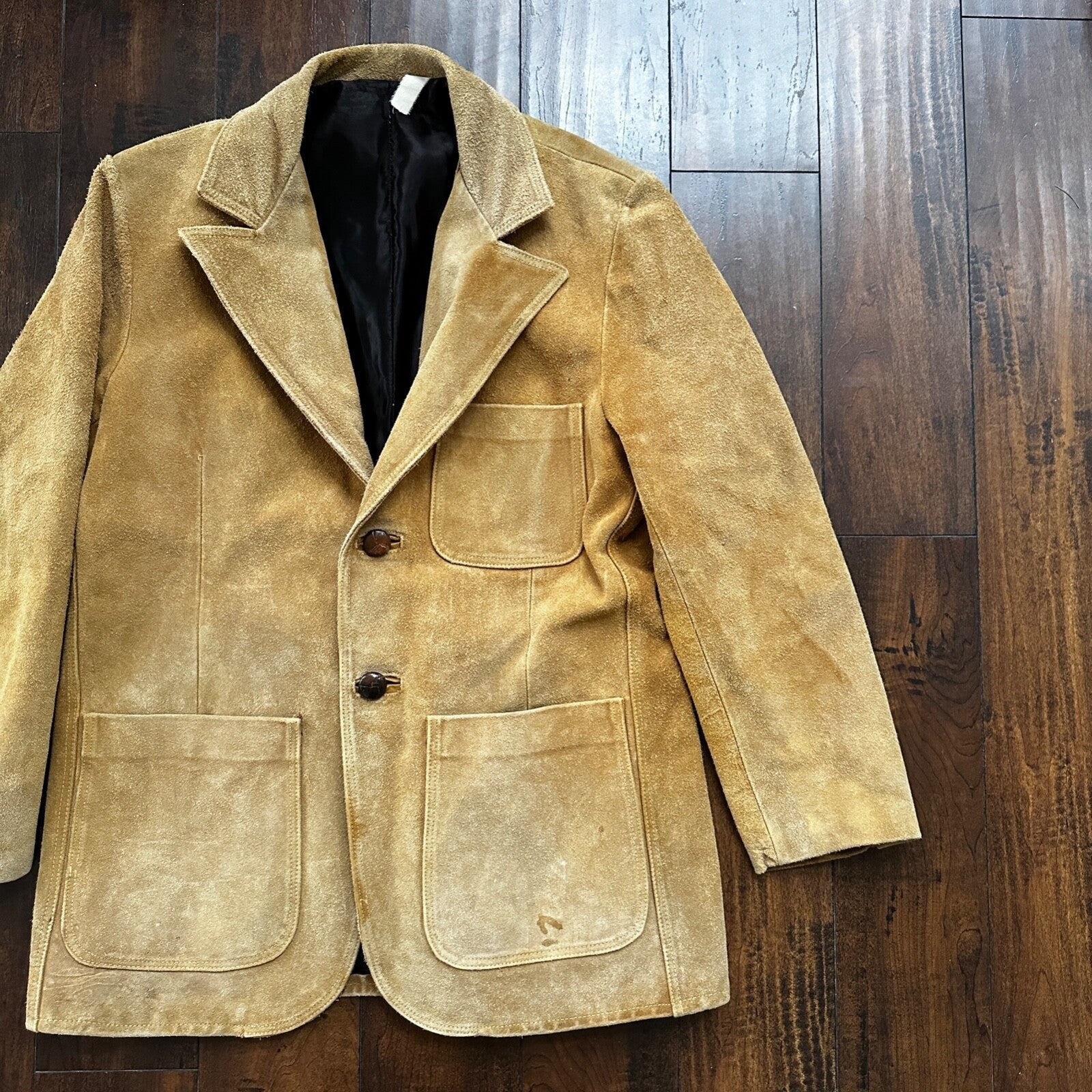 VTG 1960s Brown Leather Suede Hippie Western Coat Jacket 44 Rockabilly 60s 70s