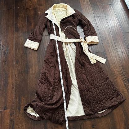 VTG Mod Brown VANITY FAIR Wrap NYLON Peignoir Robe Nightgown Gown