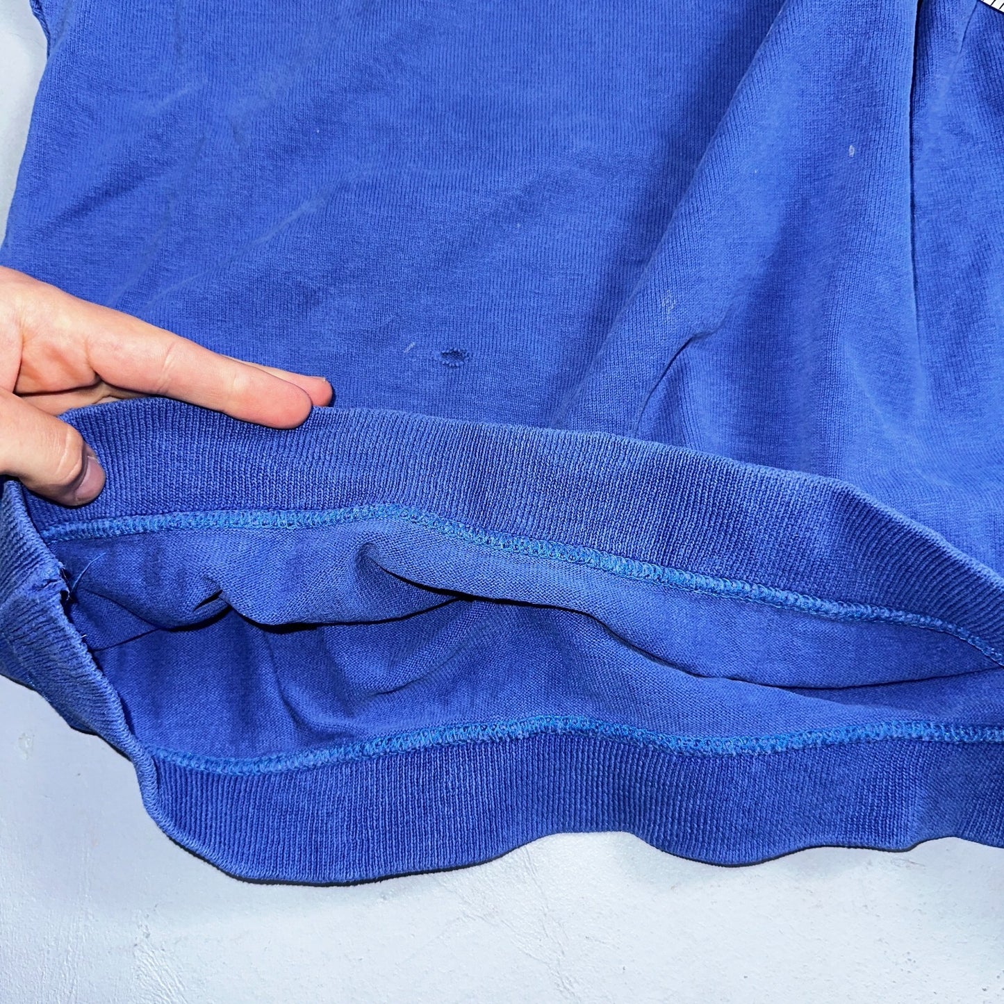 1970s VTG Blue Single V Sport Blank Sweatshirt USA Crewneck Basic 70s Jumper