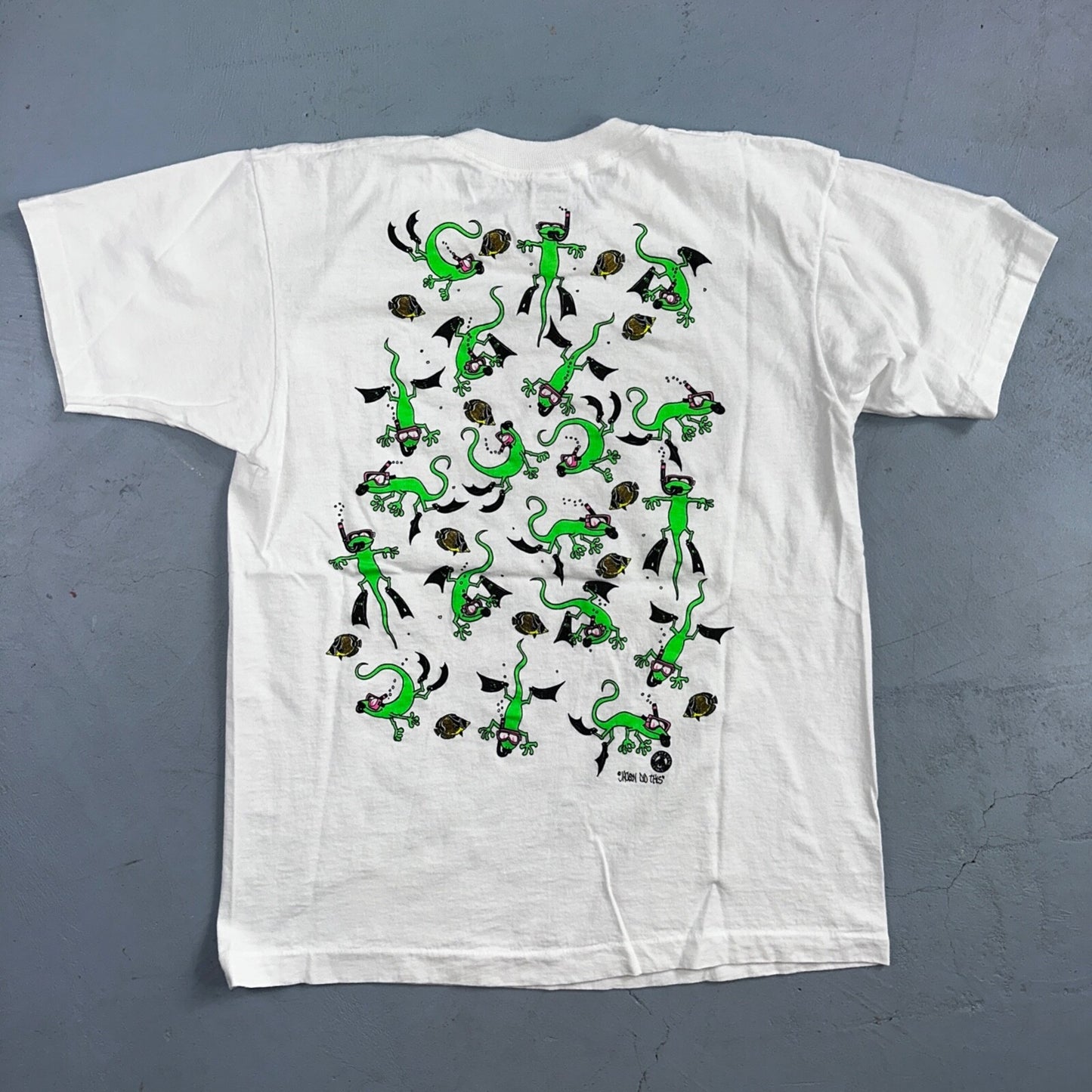 Hawaii Lizards Snorkling 90s VTG T Shirt FOTL Single Stitch Fish Gecko Cute