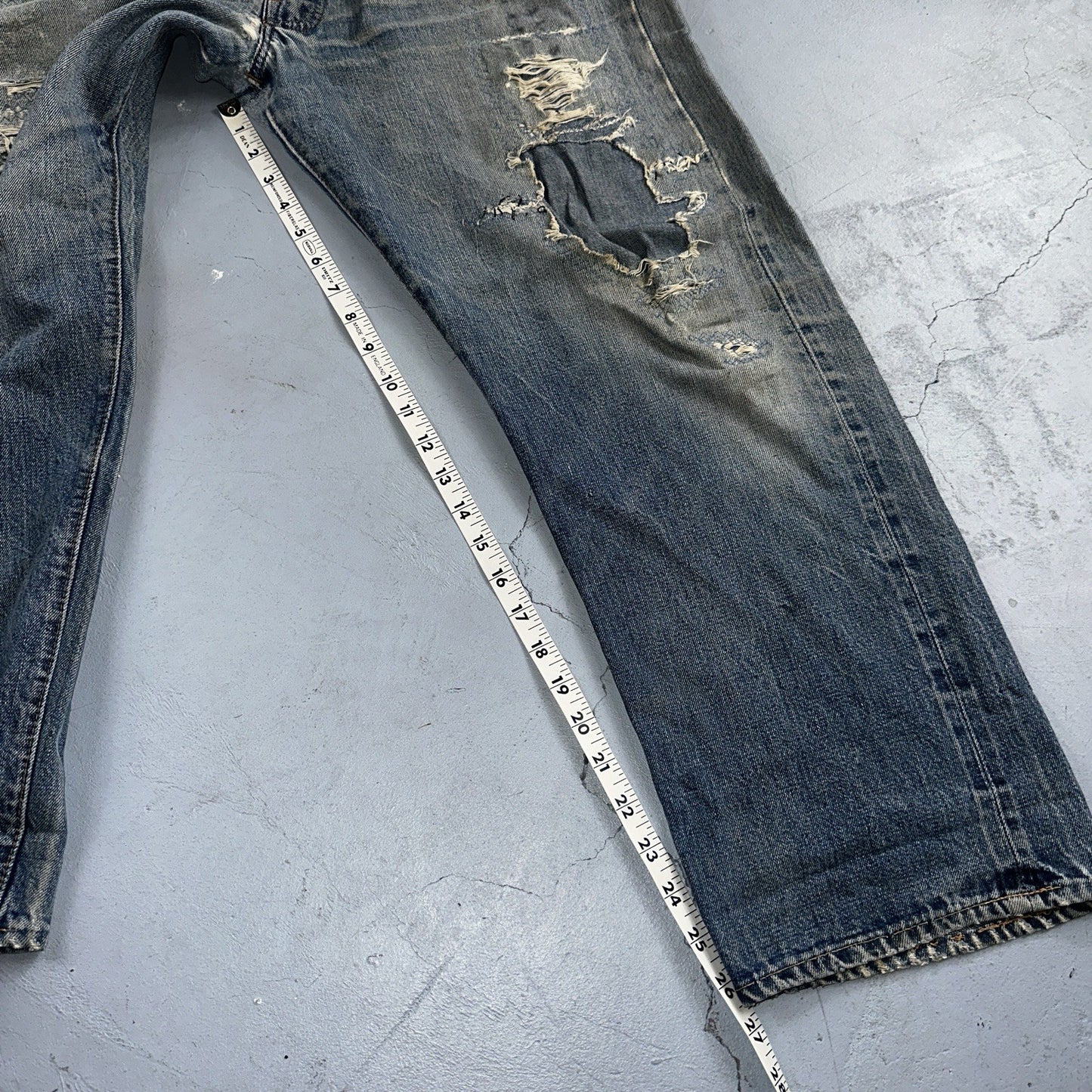 Levis 501 VTG 70s SS Redline Selvedge Jeans XX Med Wash Thrashed Act 35x26