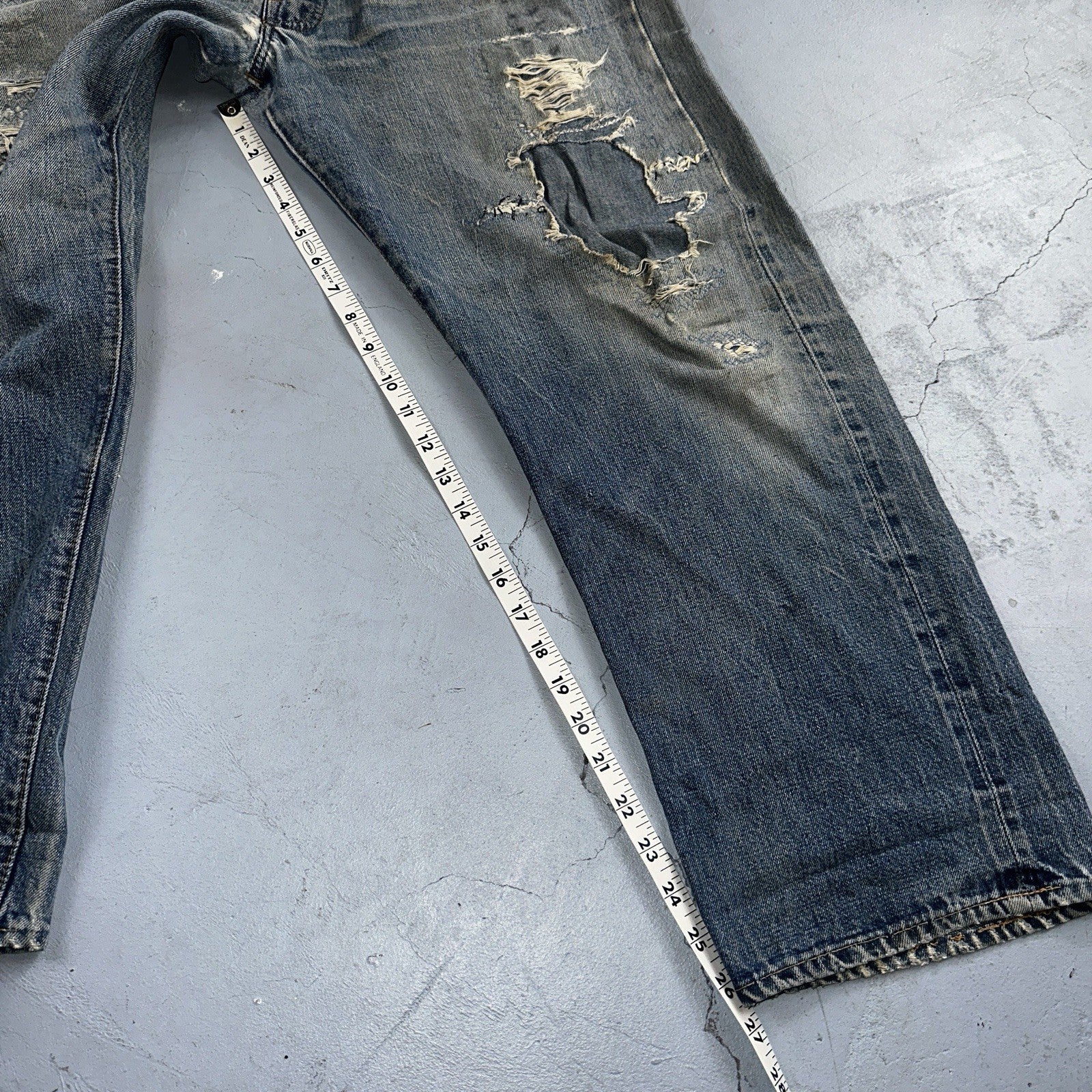 Levis 501 VTG 70s SS Redline Selvedge Jeans XX Med Wash Thrashed Act 35x26