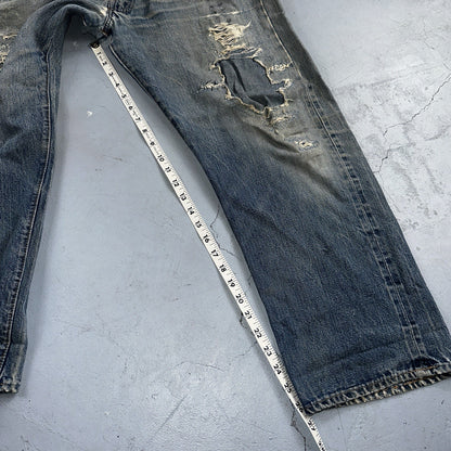 Levis 501 VTG 70s SS Redline Selvedge Jeans XX Med Wash Thrashed Act 35x26