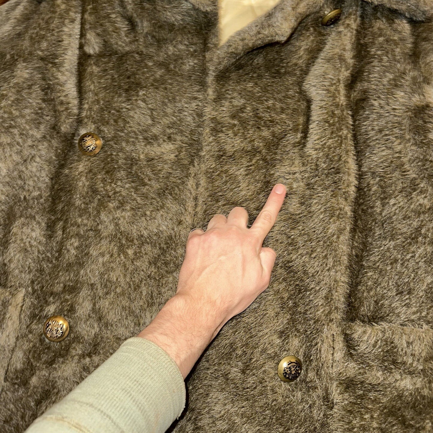 Vtg 50s 60s WHITE STAG Faux Fur Button Up Coat Jacket Union Rockabilly Rare