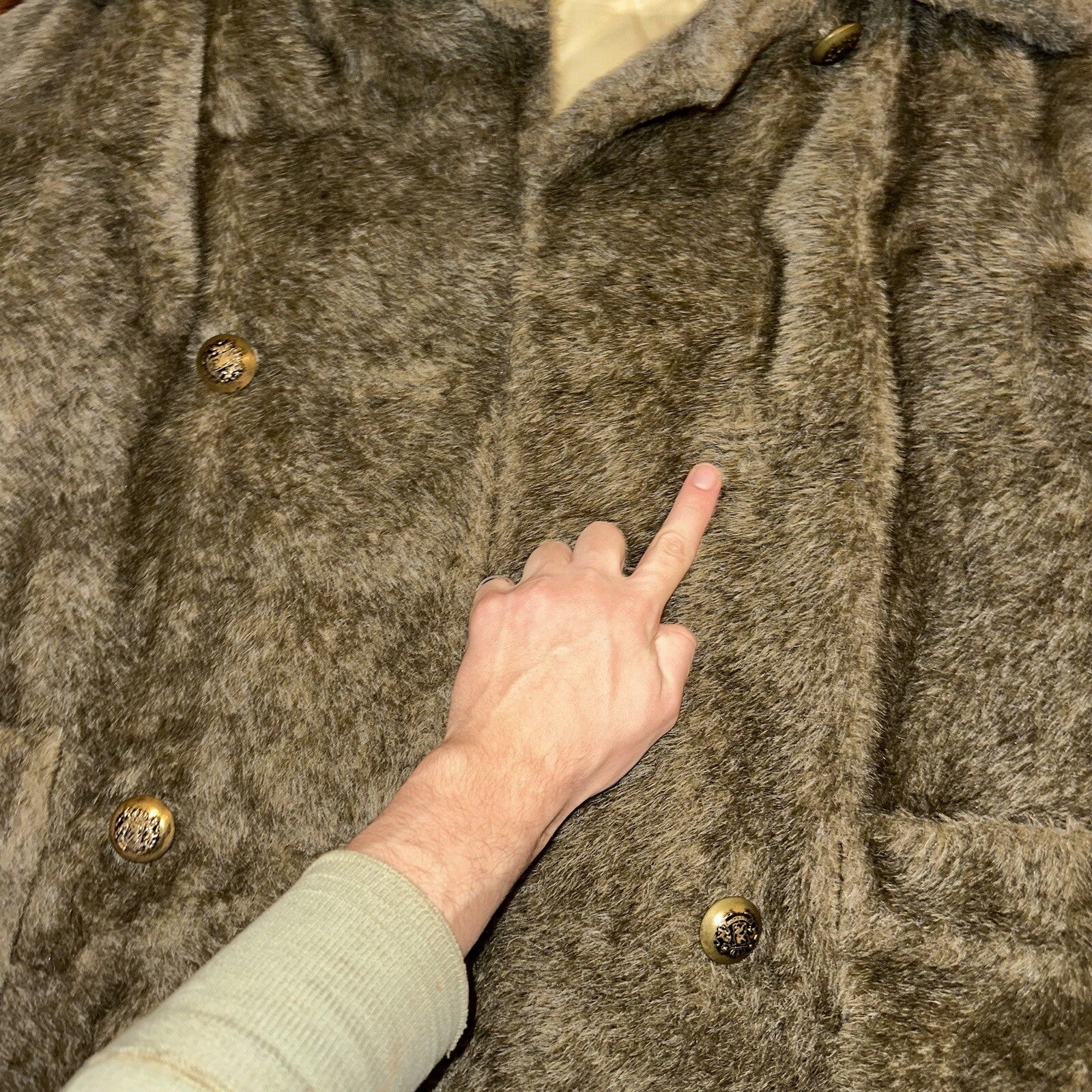 Vtg 50s 60s WHITE STAG Faux Fur Button Up Coat Jacket Union Rockabilly Rare