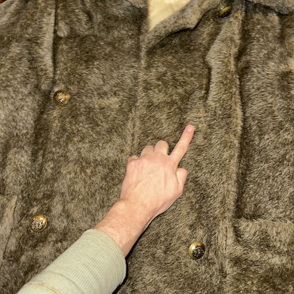 Vtg 50s 60s WHITE STAG Faux Fur Button Up Coat Jacket Union Rockabilly Rare