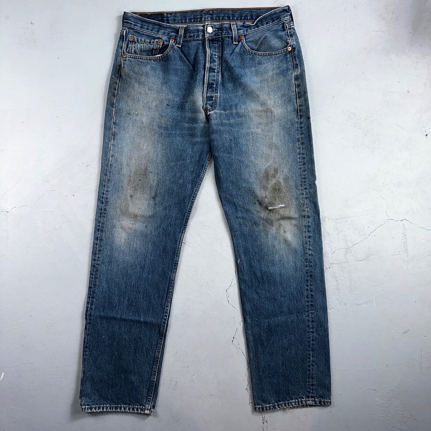 Levis 501 Vintage 90s USA XX Straight Leg Jeans Blue Light Wash 38x34 Act 36x32