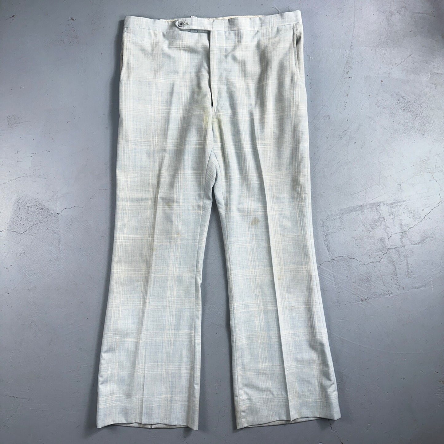 VTG Mens 3 PC Suit 44 Jacket Coat Pants Vest Plaid Rockabilly 70s Stained