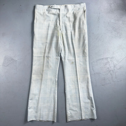 VTG Mens 3 PC Suit 44 Jacket Coat Pants Vest Plaid Rockabilly 70s Stained