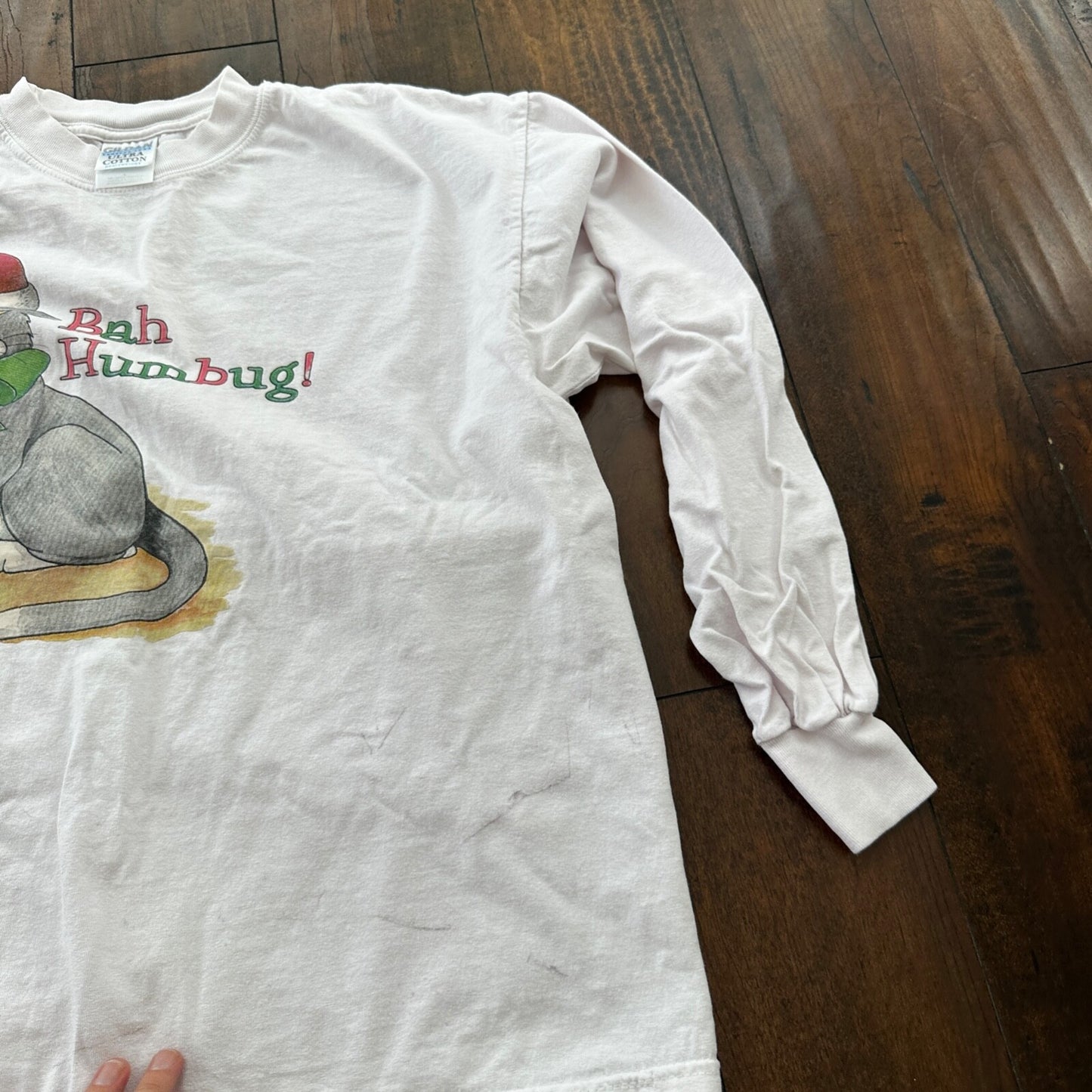 Christmas Cat Funny Vintage T Shirt Angry Peaved Not Happy Love Long Sleeve