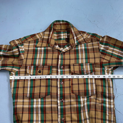 VTG Big Mac JC Penny Thick 100% Cotton Flannel Work Shirt M 70s Plaid Thrashed