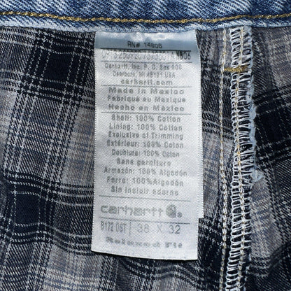 Carhartt Jeans Mens 38x32 Blue Denim Flannel Lined Relaxed Fit Chore Workwear