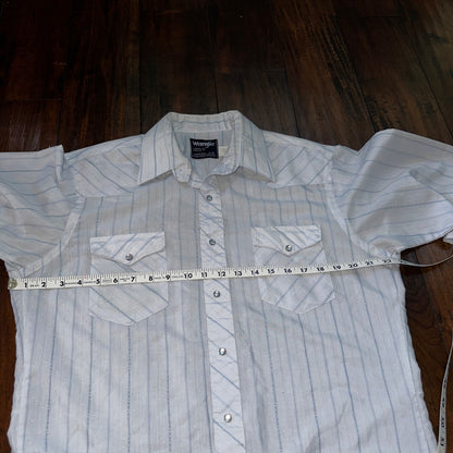 VTG Wrangler Shirt 16-34 Button PEARL SNAP USA Cowboy Cut X-Long Tail Stripe