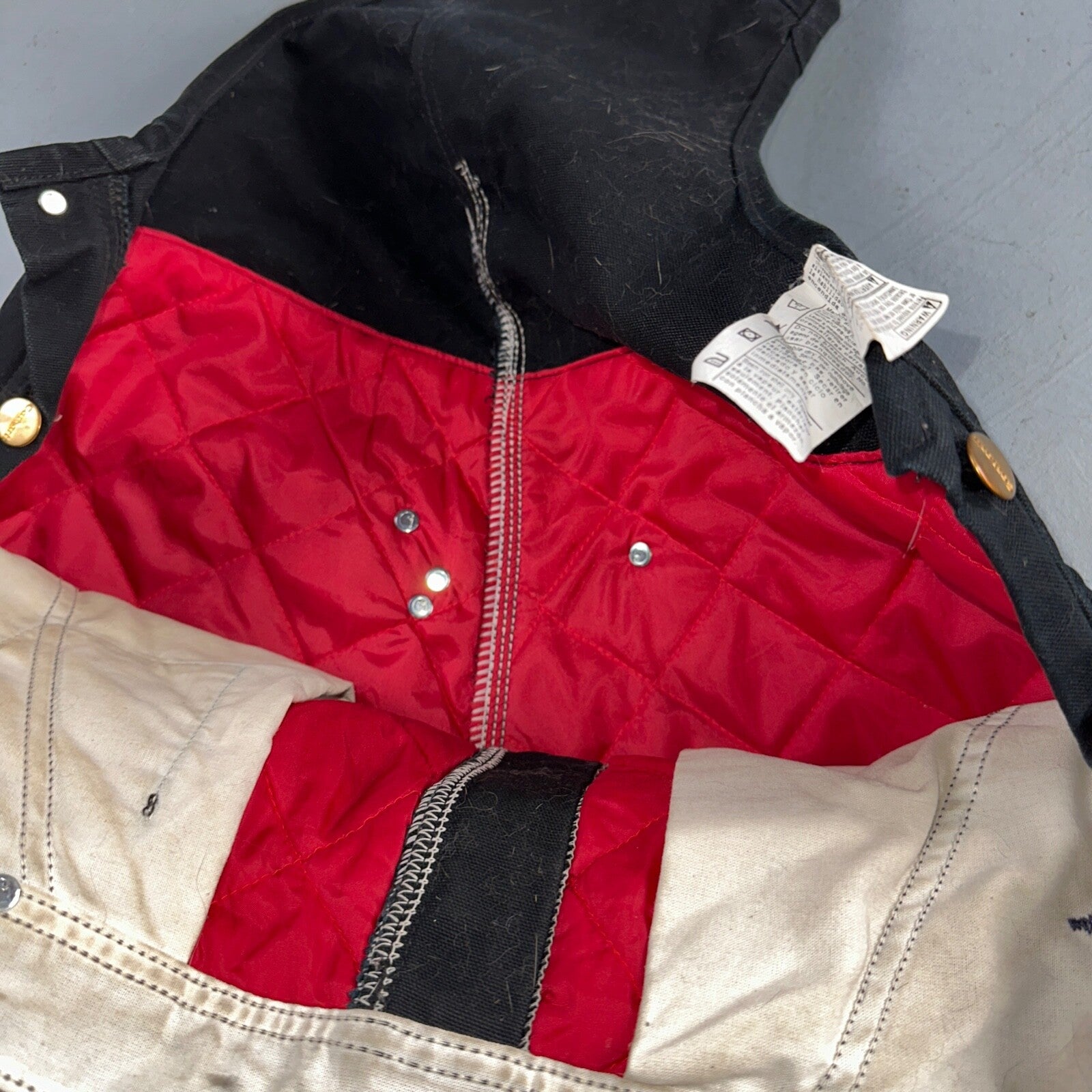 Carhartt Overalls Black Canvas Carpenter Lined R02 BLK USA Made Men’s 34x32