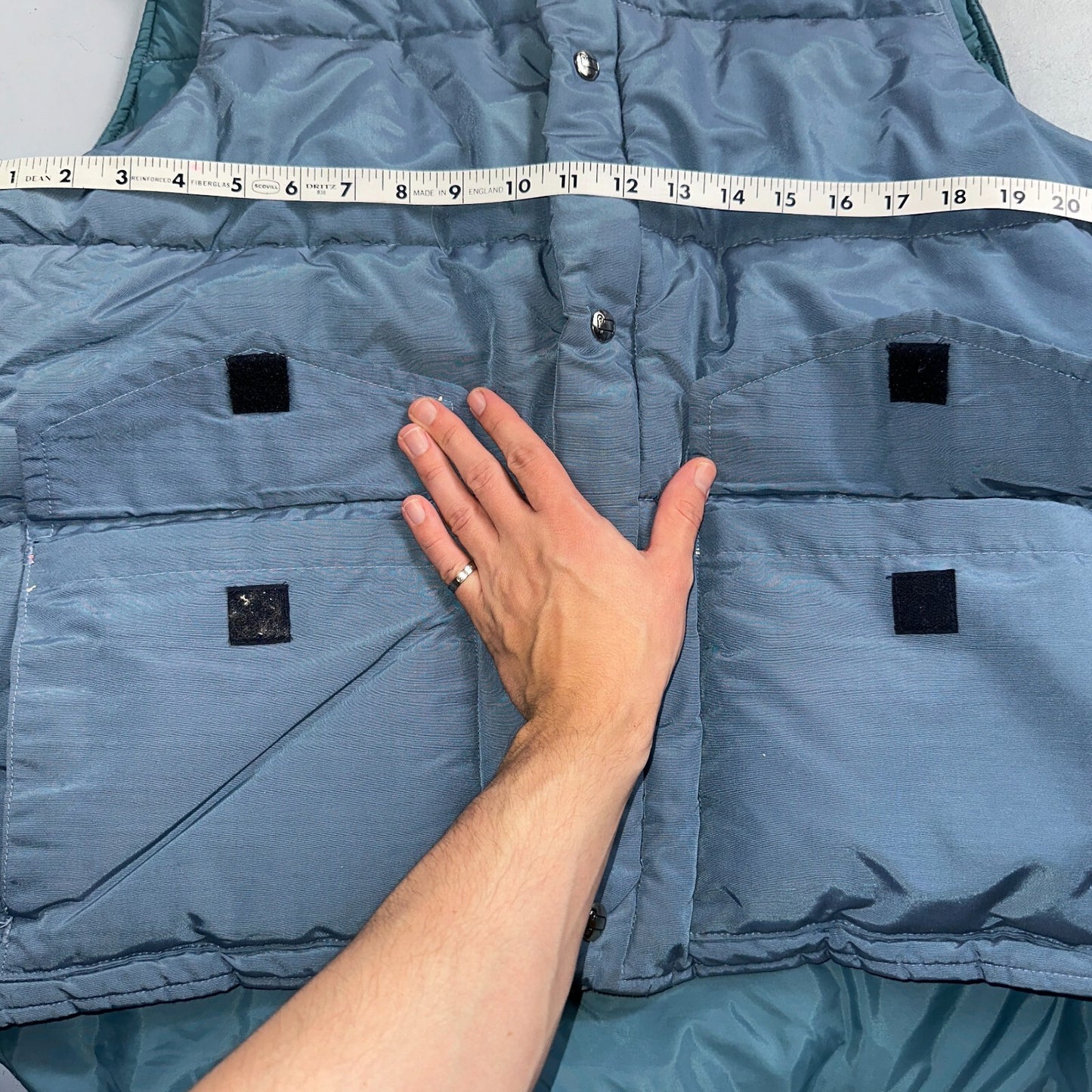 Woolrich VTG Vest Mens L Baby Blue Puffer Down Quilted Snap Up Made In USA 80s