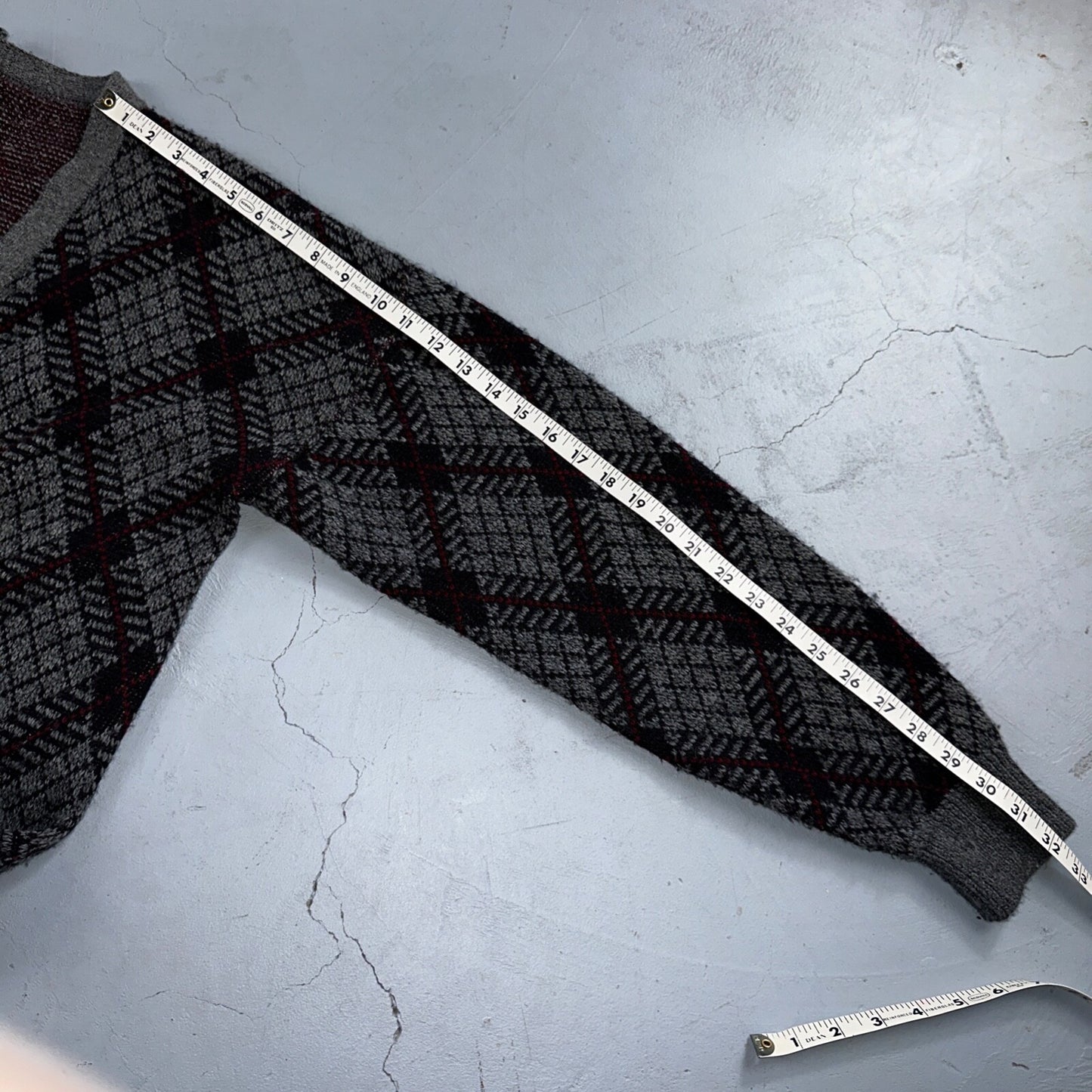 Jantzen VTG Sweater Abstract Cardigan Grandpa Argyle Knit Mens Large V Neck