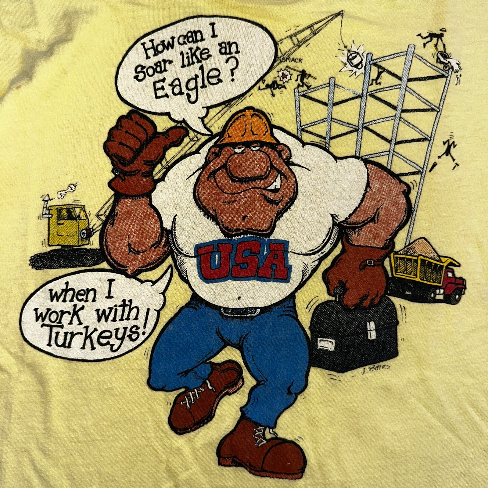 USA Construction 1970s Belton VTG T Shirt 70s Funny Humor Joke Fix It Graphic Te