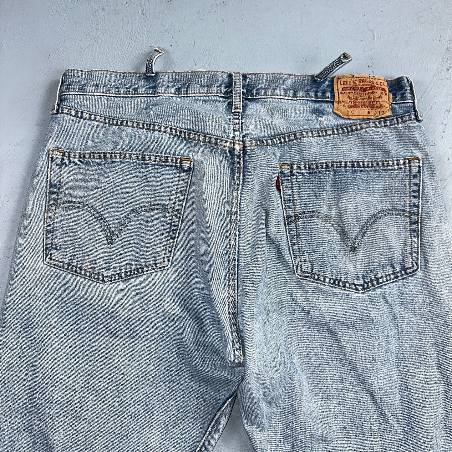 Levis 501 Vintage Y2K XX Straight Leg Jeans 90s Blue Light Wash 38x32 Act 37x30