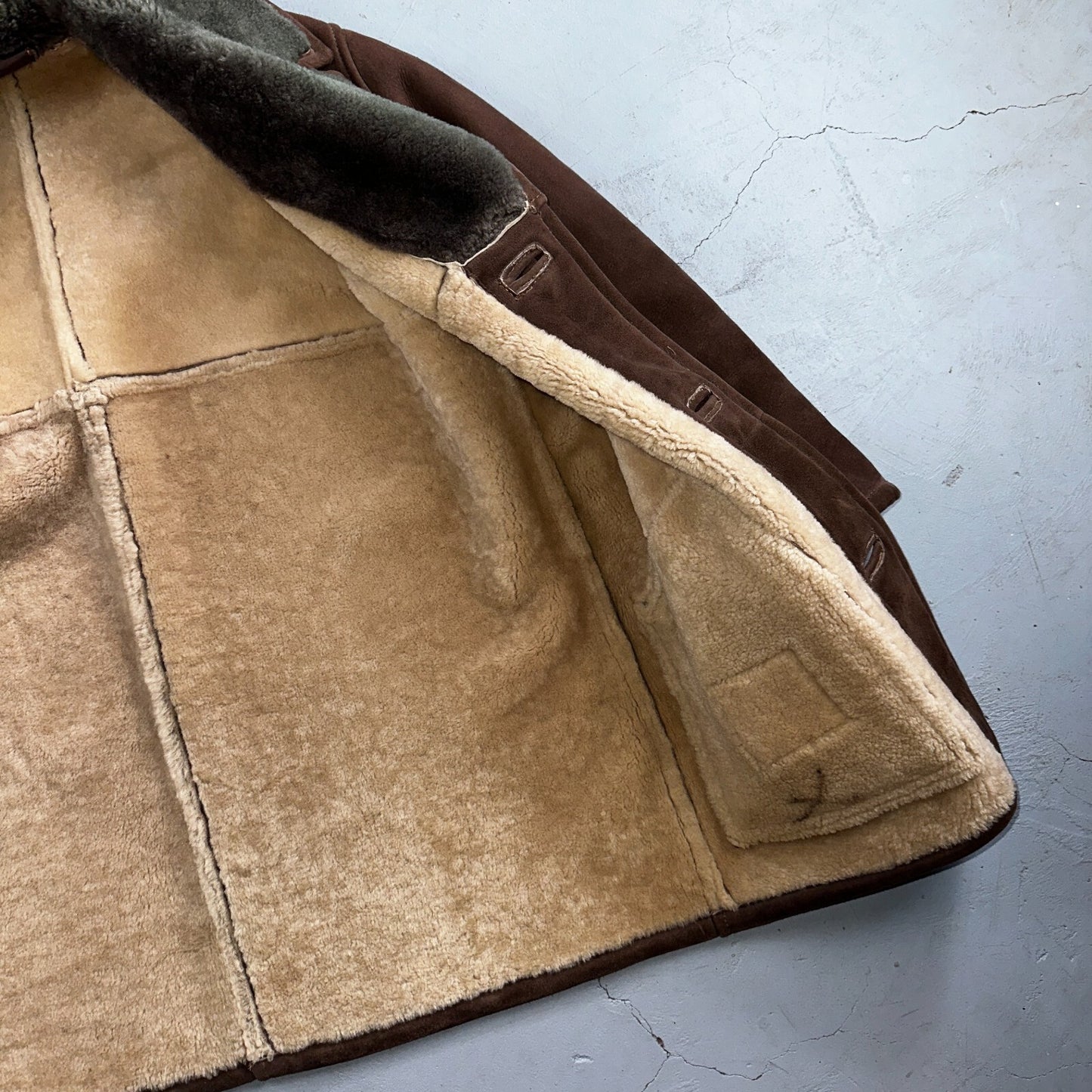 VTG Mens Coat Suede 60s Western Ranch Trucker Jacket Fur Sherpa 44 Brown 1960s