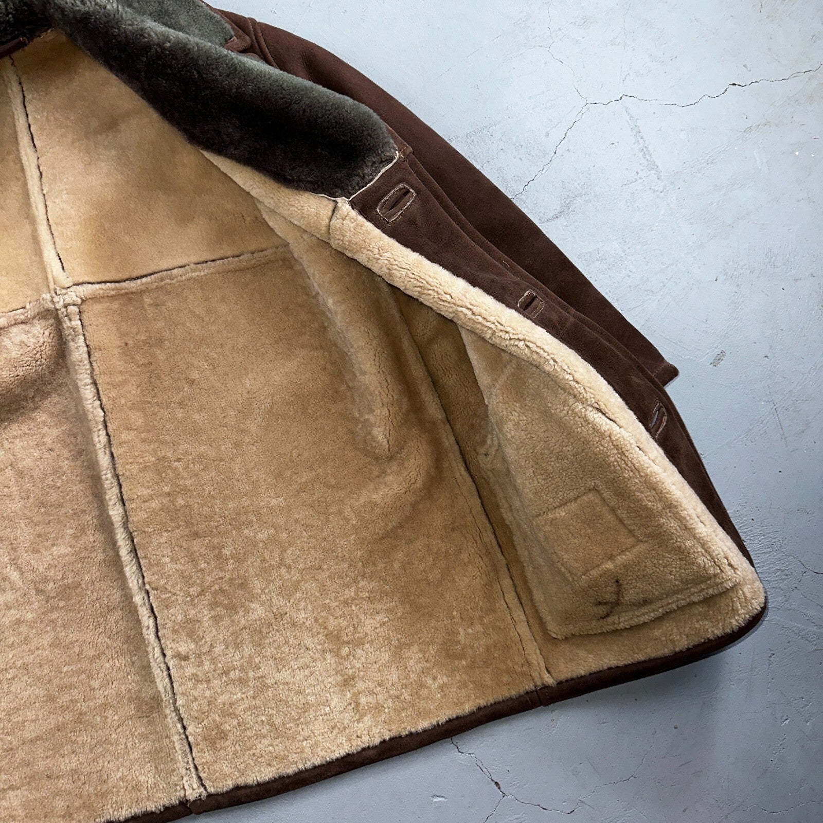 VTG Mens Coat Suede 60s Western Ranch Trucker Jacket Fur Sherpa 44 Brown 1960s