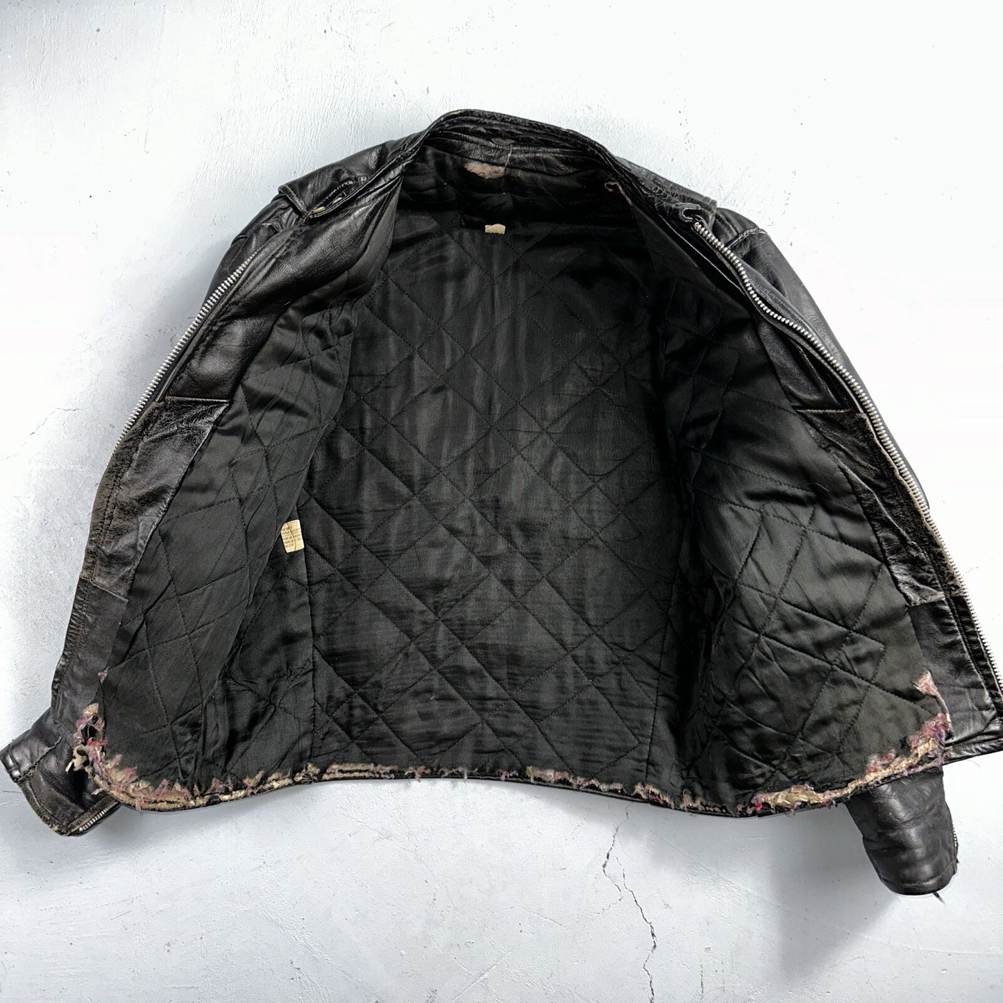 Vintage 50s 60s Black Leather Motorcycle Jacket Cafe Racer Biker 38 1950s 1960s