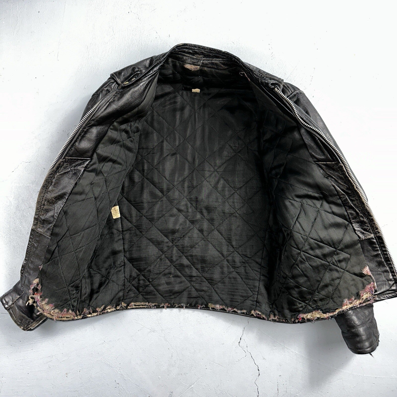 Vintage 50s 60s Black Leather Motorcycle Jacket Cafe Racer Biker 38 1950s 1960s