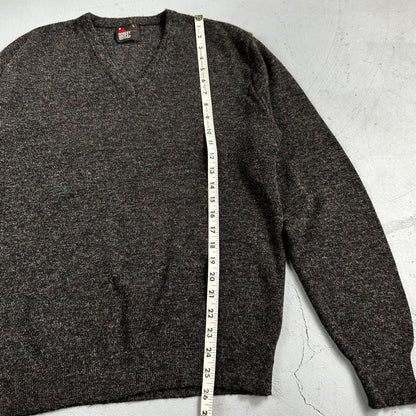 Robert Bruce Vintage Sweater Mens L Gray V Neck Knit Pullover 90s