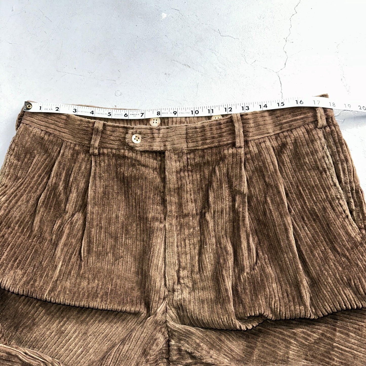 J. Peterman Pants Mens 38 Brown Thick Corduroy Pleated Chino Straight Pockets