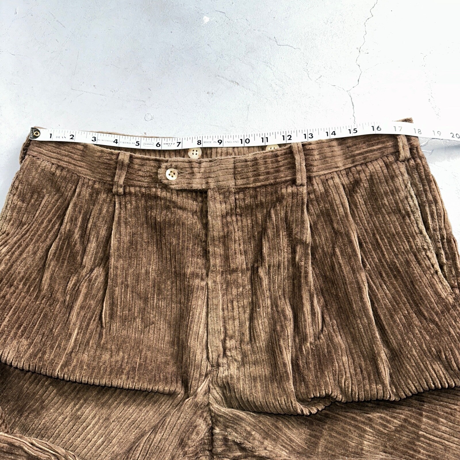 J. Peterman Pants Mens 38 Brown Thick Corduroy Pleated Chino Straight Pockets