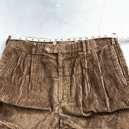 J. Peterman Pants Mens 38 Brown Thick Corduroy Pleated Chino Straight Pockets
