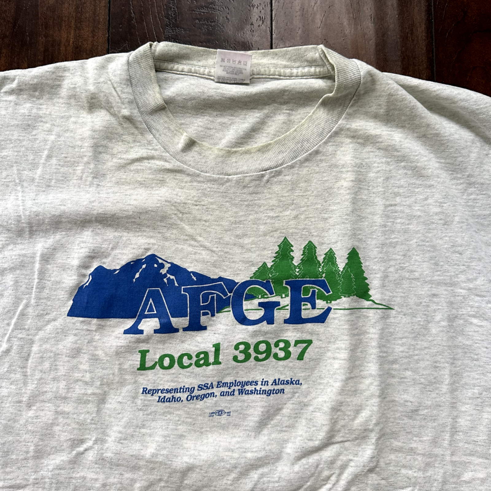 AFGE Vintage T Shirt Oregon Washington Running Local 3937 Gray Single Stitch