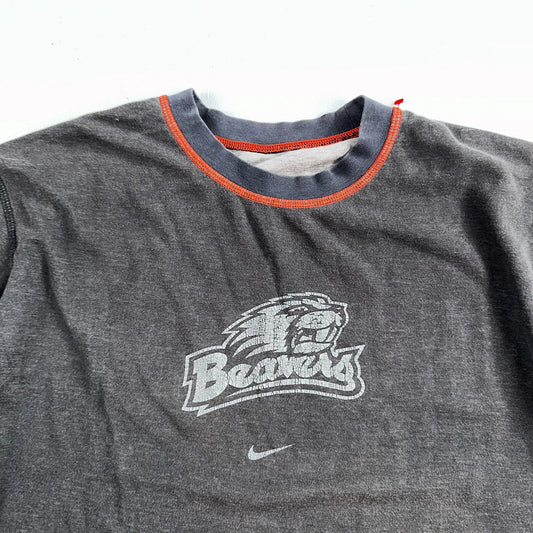 Nike Center Swoosh Beavers PDX VTG T Shirt Y2K 2000s Reversible Oregon State