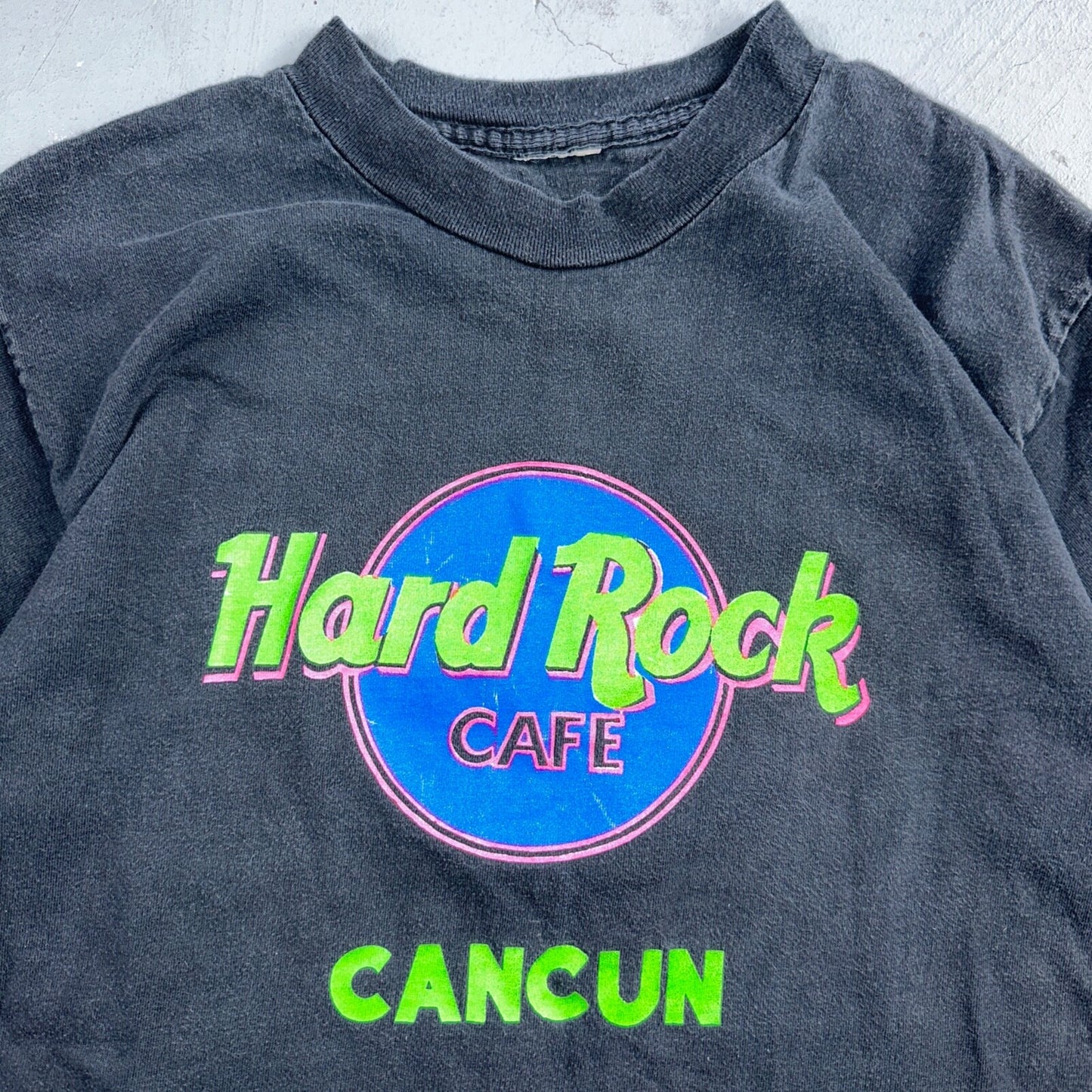 Hard Rock Cafe Cancun 90s VTG T Shirt Black Single Stitch Food Promo Music Cool