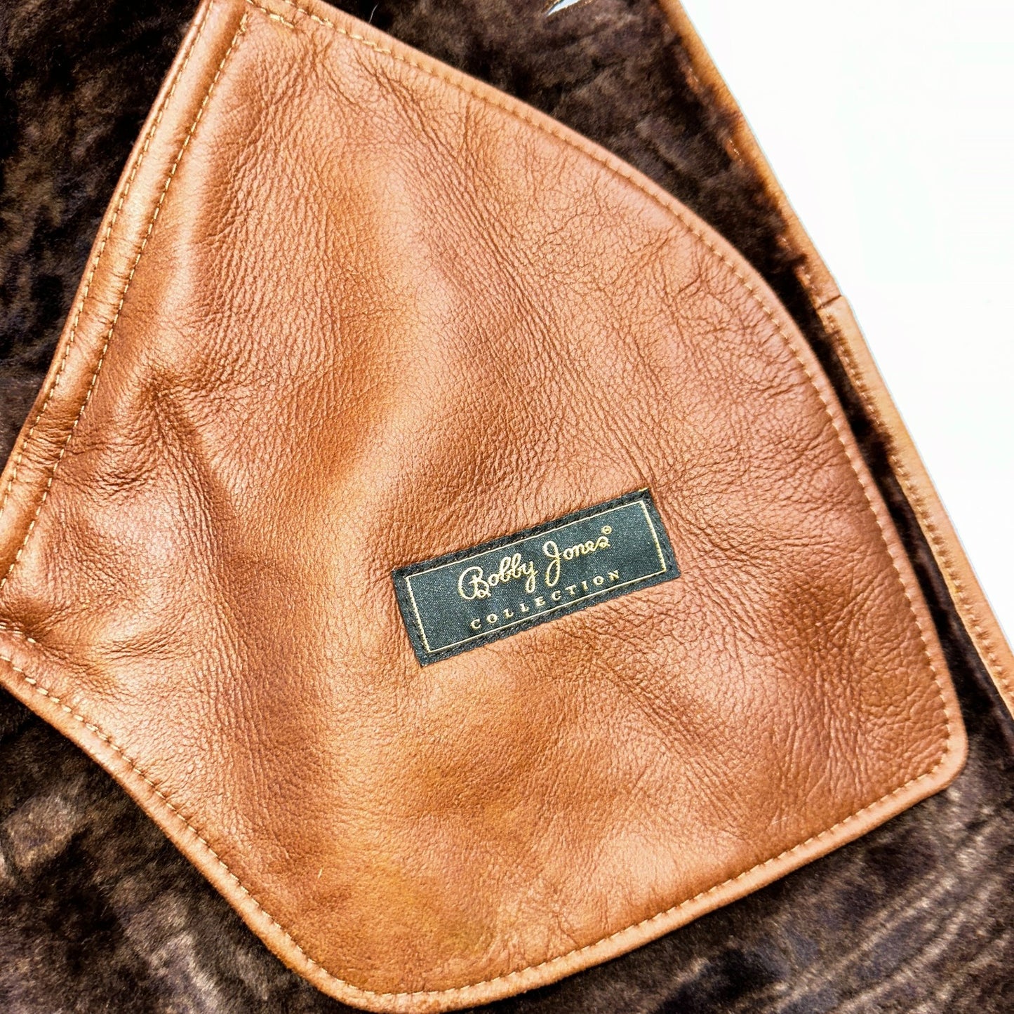 Bobby Jones XL Mens Coat Safari Parka Brown Leather Fur Lined Classy Long