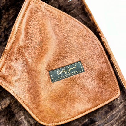 Bobby Jones XL Mens Coat Safari Parka Brown Leather Fur Lined Classy Long