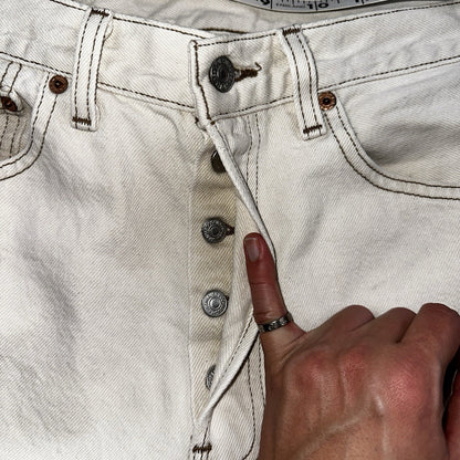 Levis 501 Vintage 90s USA XX Straight Leg Jeans White Stained 32x34 Act 30x33