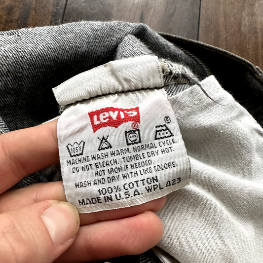 Vintage Levis 501 Button Fly 90s Tag Jeans Black Gray 80s 38x34 Act 35x32