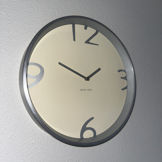 West Elm Modern 12 Inch Wall Clock Display Hotel Office Minimalist MCM Vtg DWR