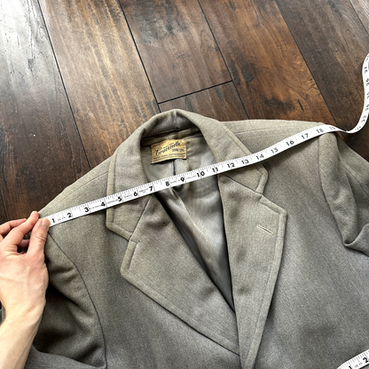 VTG 60s 50s Penneys Rockabilly Gray Wool Long Trench Coat Sz 40 Long Blazer
